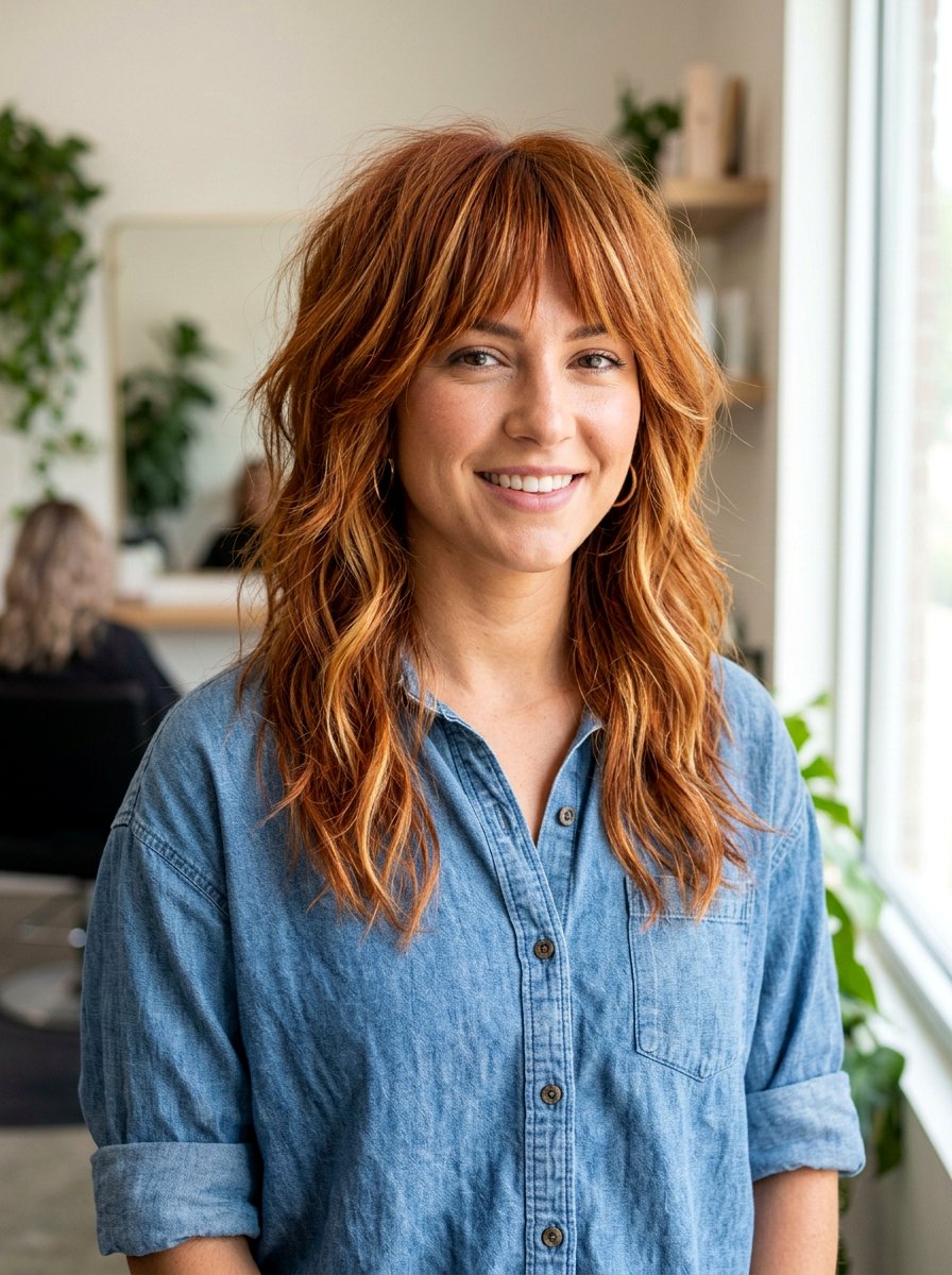 Copper Wolf Cut With Highlights - 20 copper wolf cut color ideas - 20 copper wolf cut color ideas