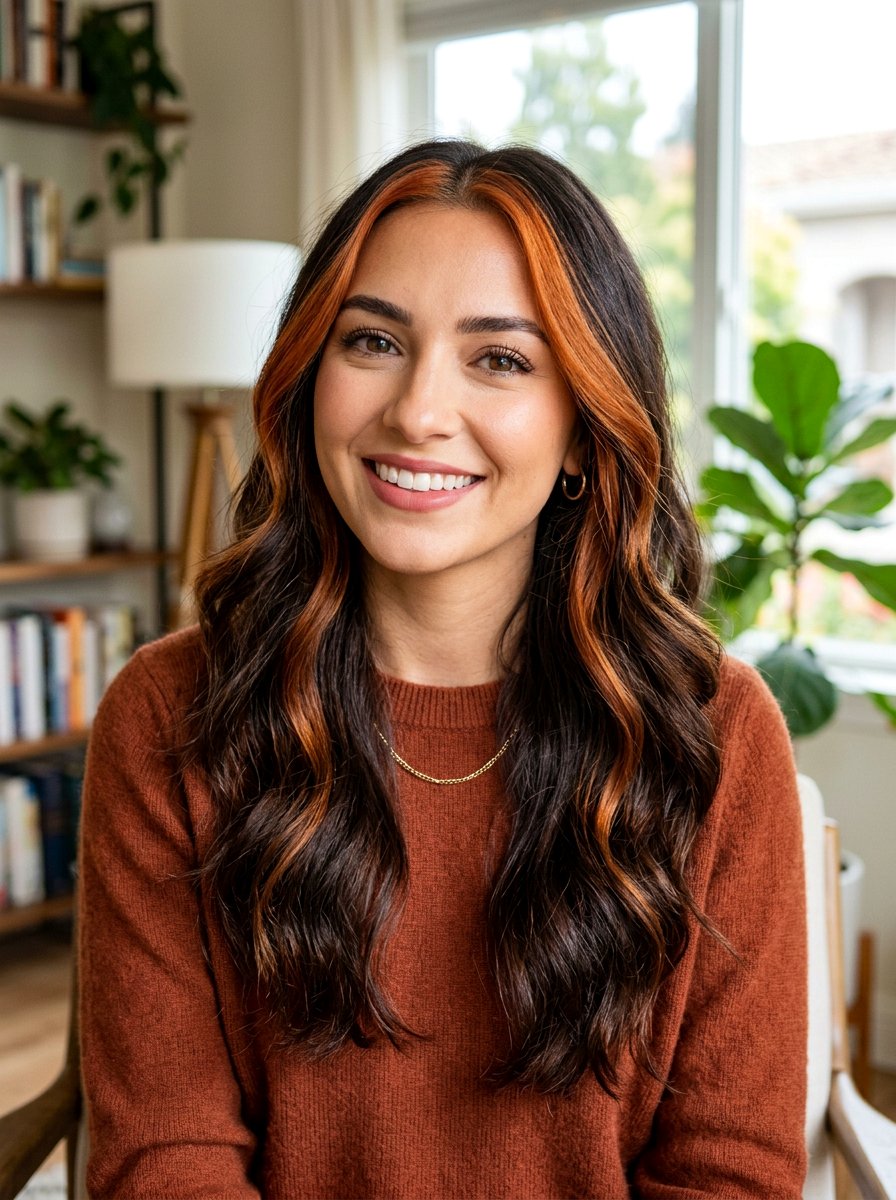 Copper and Auburn Skunk Stripe Money Piece - 20 skunk stripe money piece hair - 20 skunk stripe money piece hair