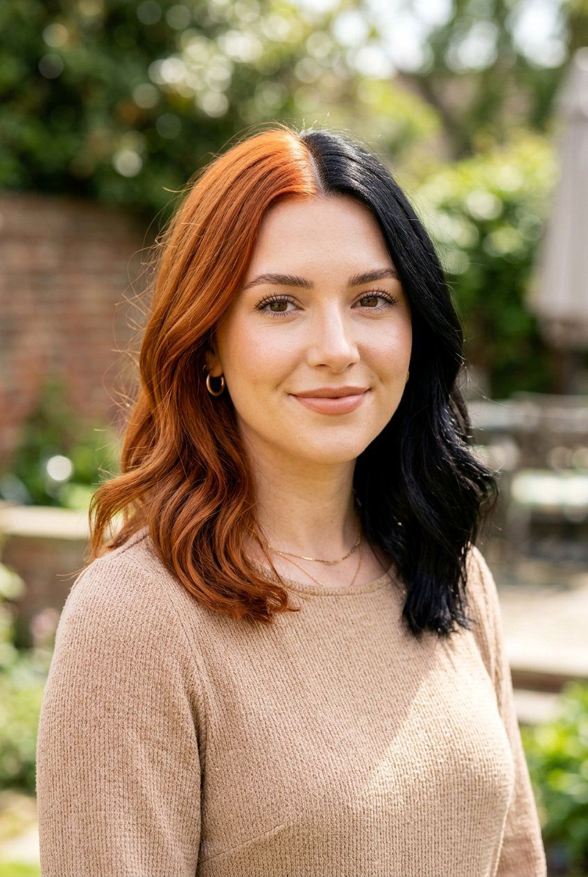 Copper and Black Split Dye on Medium Length Hair - 20 copper and black split dye hair - 20 copper and black split dye hair