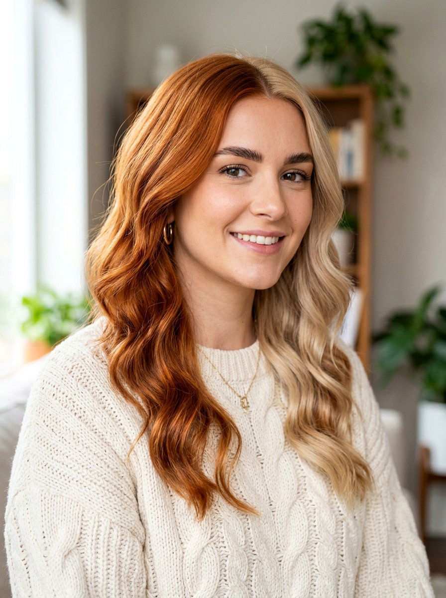 Copper and Blonde Split Dye - 20 red and blonde split dye hair - 20 red and blonde split dye hair