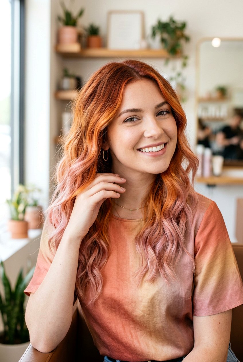 Copper and Pink Hair - 20 festival hair color ideas - 20 festival hair color ideas