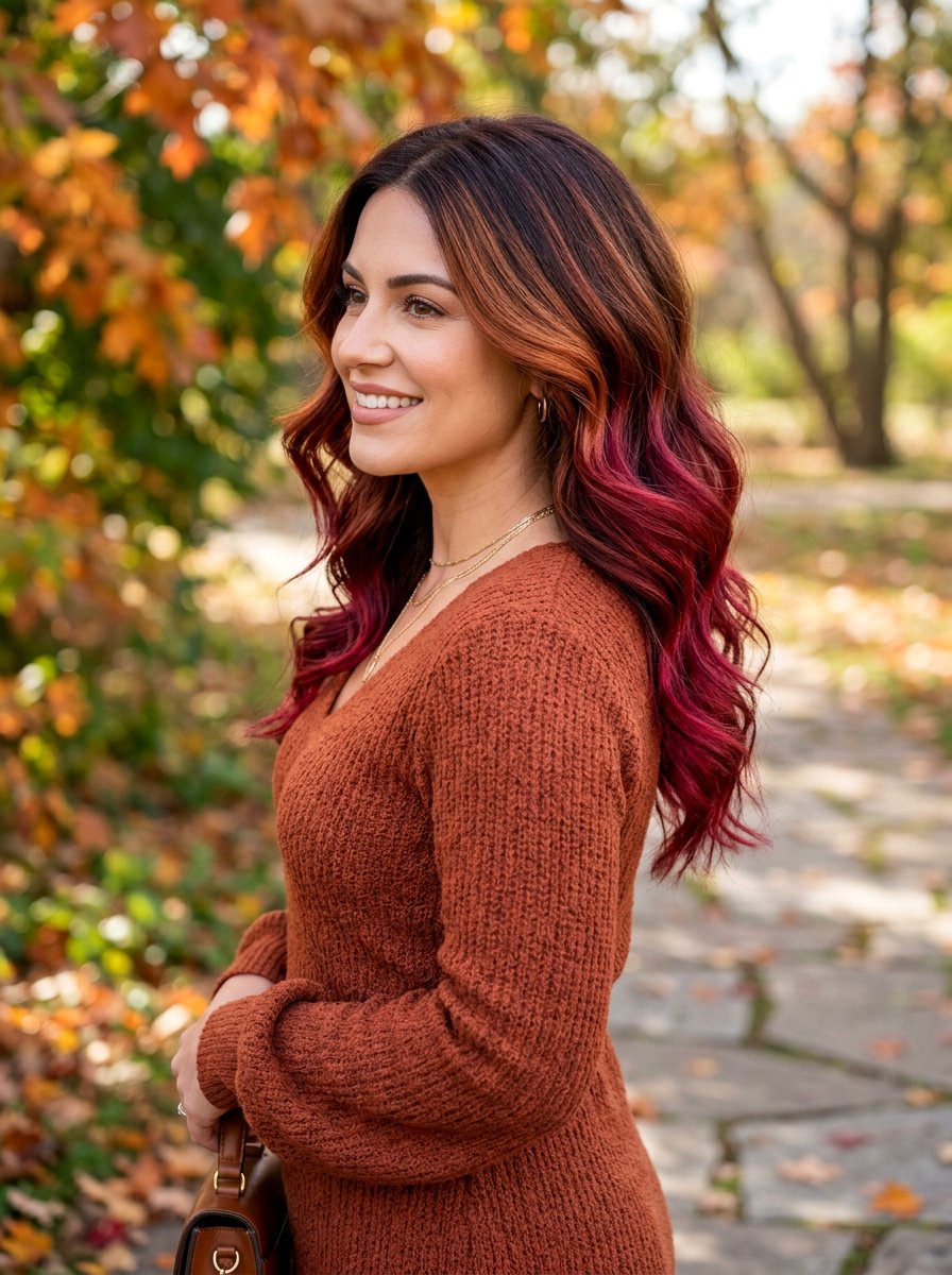 Copper and Ruby Balayage on Brunette Hair - 20 ruby balayage on brunette hair - 20 ruby balayage on brunette hair