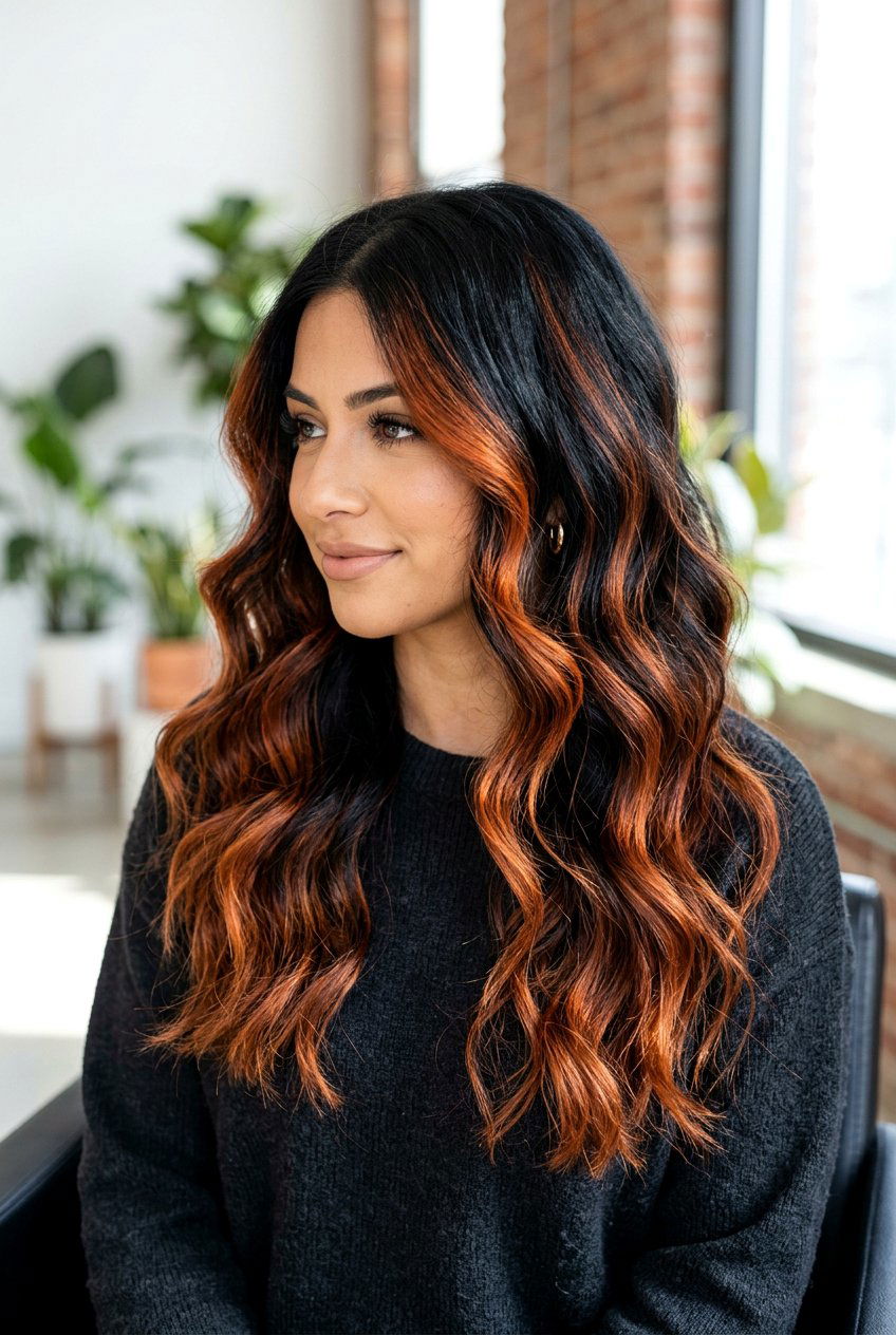 Copper balayage black hair - 20 balayage for black hair - 20 balayage for black hair