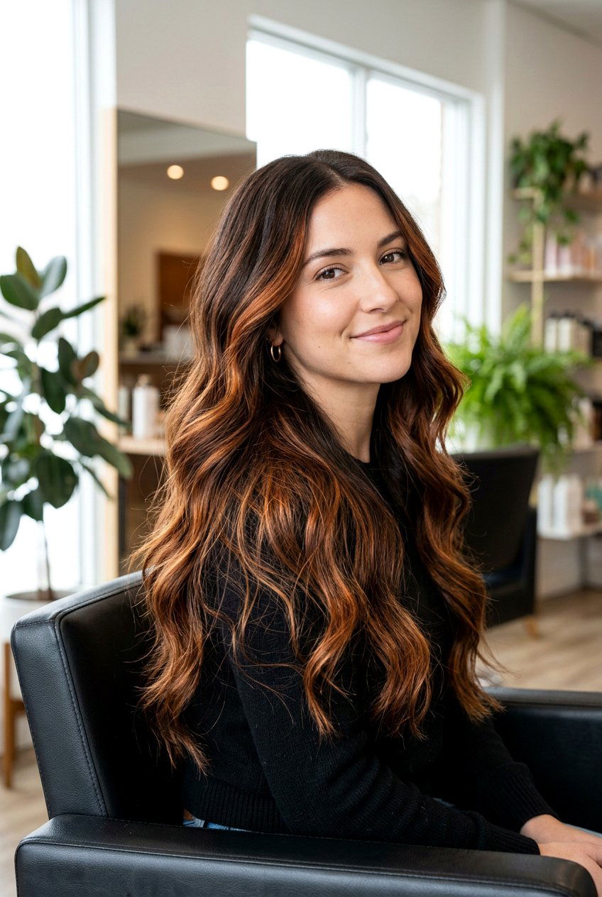 Copper balayage on dark brown hair - 20 high contrast balayage hair - 20 high contrast balayage hair