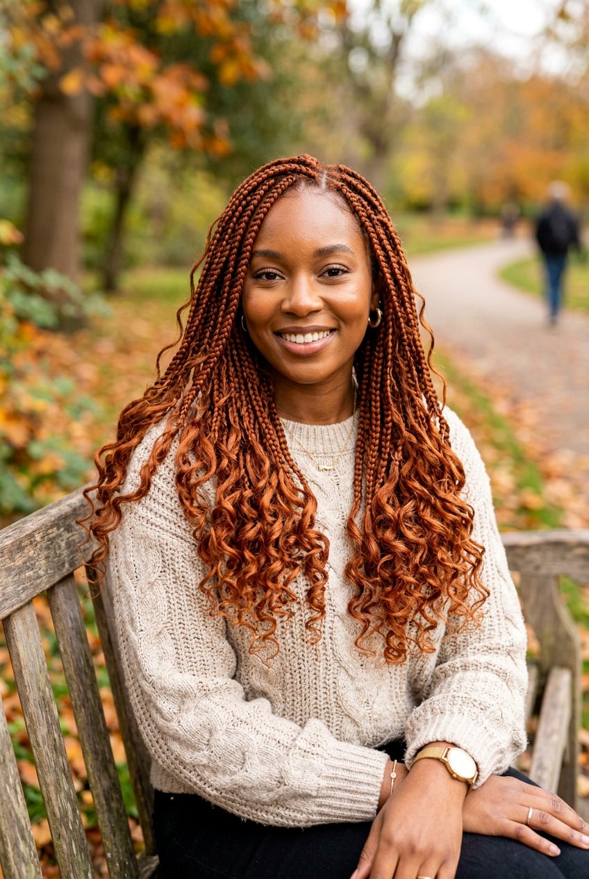 Copper boho box braids with curls - 20 boho box braids with curls - 20 boho box braids with curls
