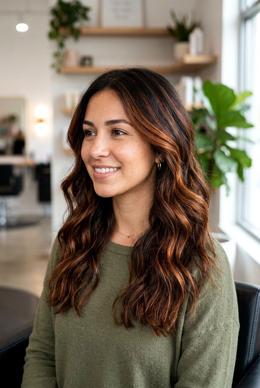 Copper caramel highlights on brunette hair - 20 brunette hair with caramel highlights - 20 brunette hair with caramel highlights