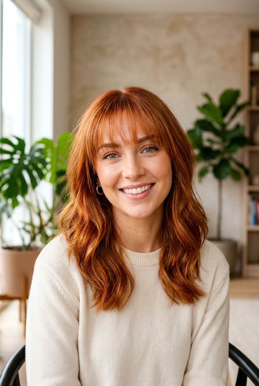 Copper hair with see through bangs - 20 see through bangs - 20 see through bangs