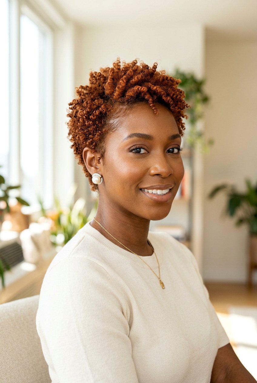 Copper pixie cut afro - 20 copper twa hairstyle - 20 copper twa hairstyle