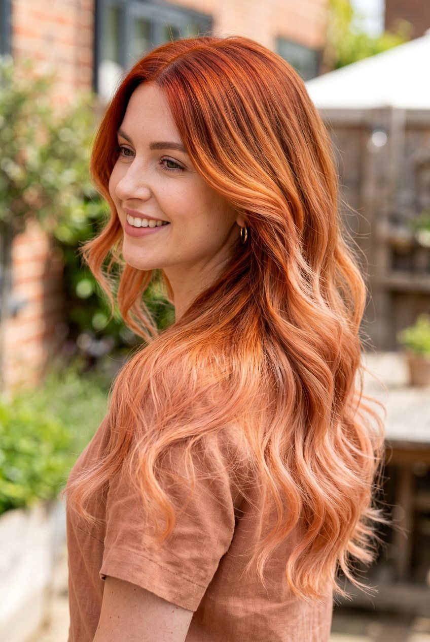 Copper to Peach Color Melt - 20 color melt hair ideas - 20 color melt hair ideas