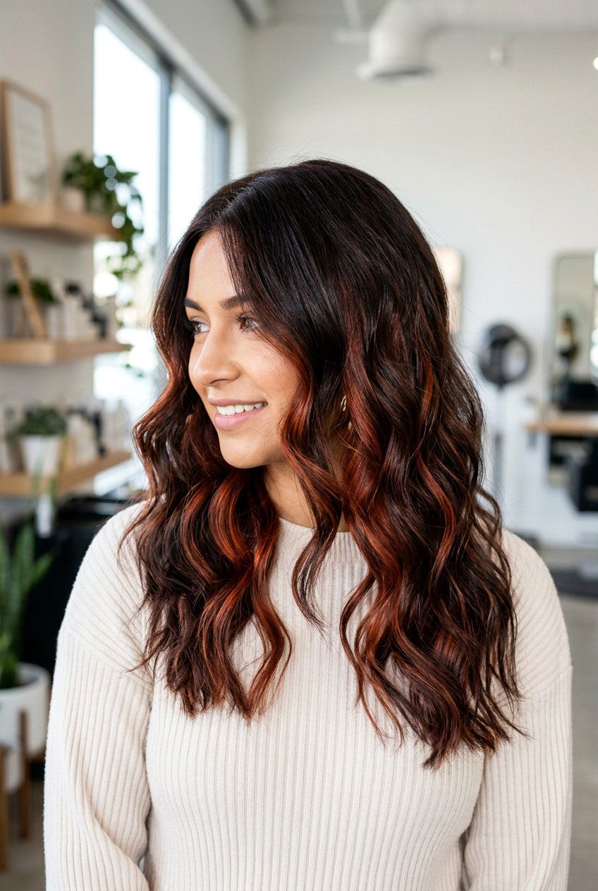 Copper underlayer brunette hair - 20 underlayer hair color ideas - 20 underlayer hair color ideas