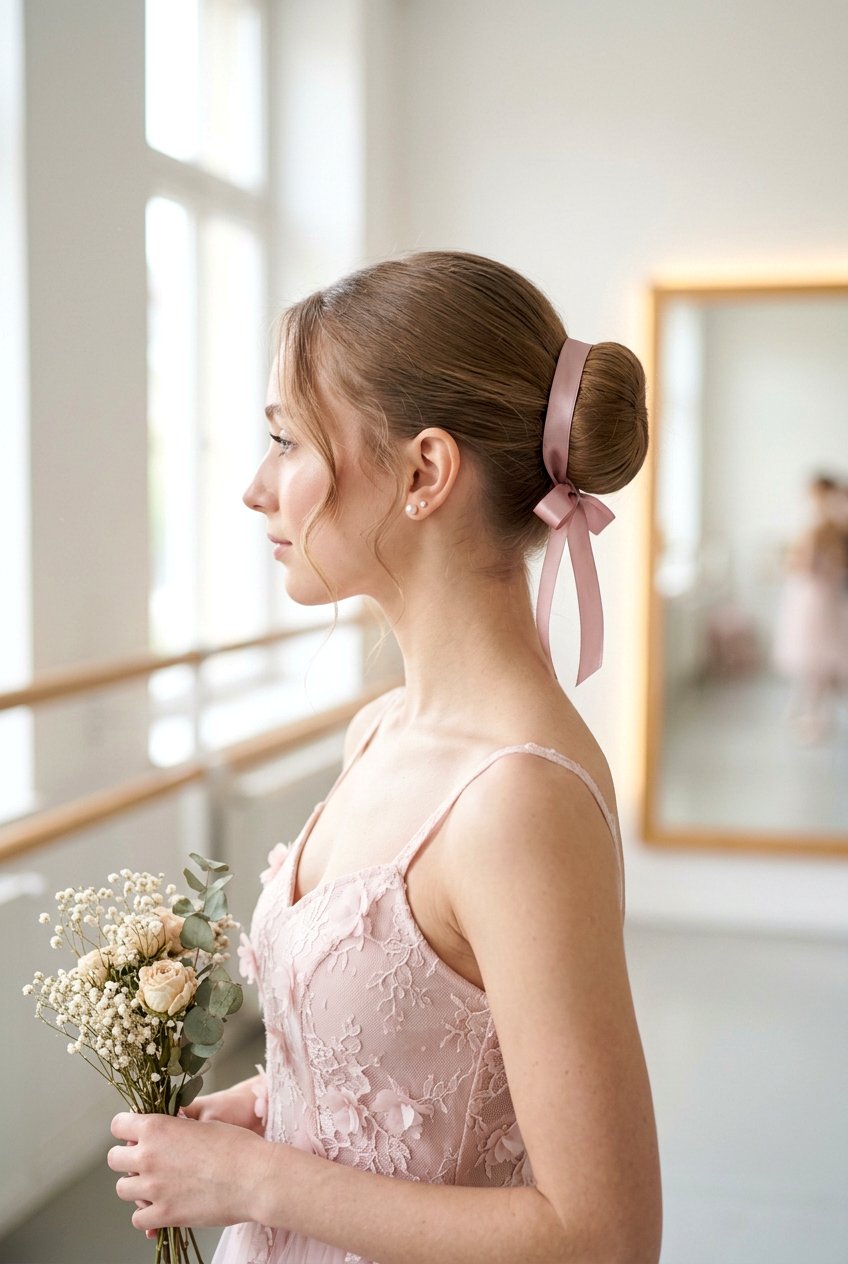 Coquette Ballet Bun - 20 coquette hairstyles - 20 coquette hairstyles