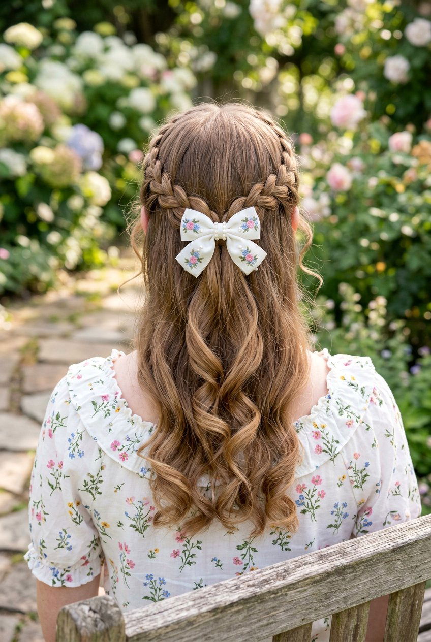 Coquette Halo Braids With Loose Curls - 20 coquette hairstyles - 20 coquette hairstyles