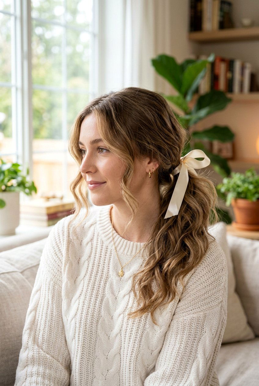 Coquette Messy Low Pony With Face Framing Pieces - 20 coquette hairstyles - 20 coquette hairstyles