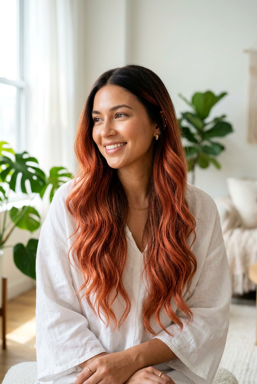 Coral Copper Ombre Hair Color - 20 coral copper hair color
