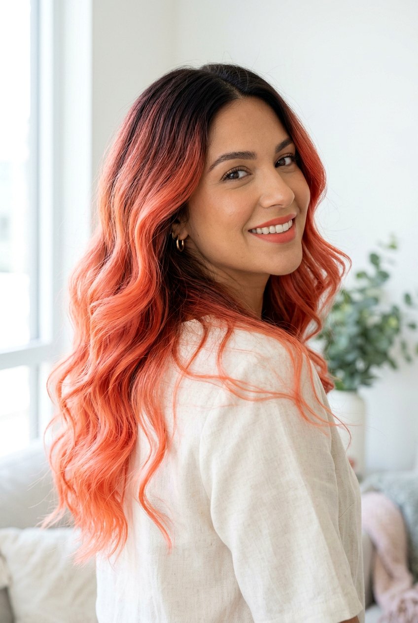 Coral Ombre Hair - 20 coral hair color ideas - 20 coral hair color ideas