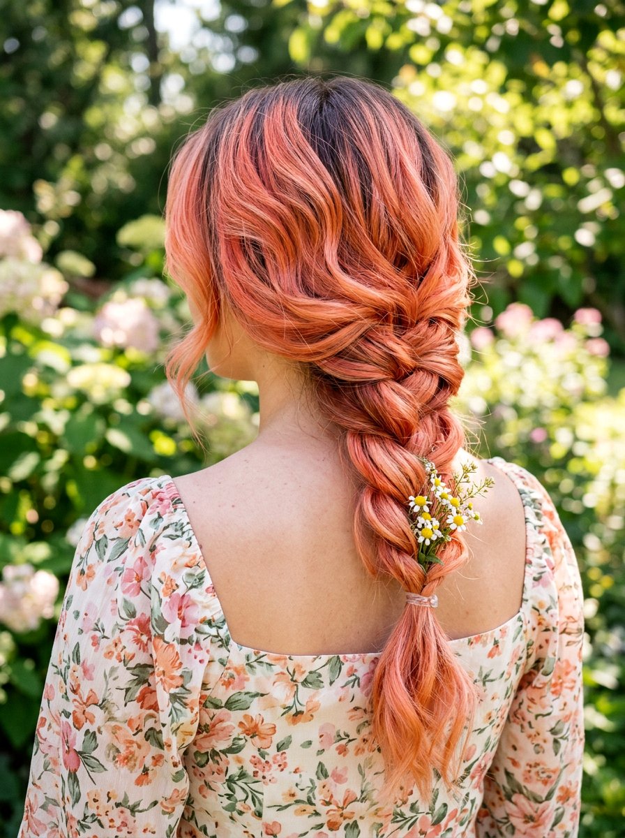Coral Peach Balayage Braided Hair - 20 coral peach balayage - 20 coral peach balayage