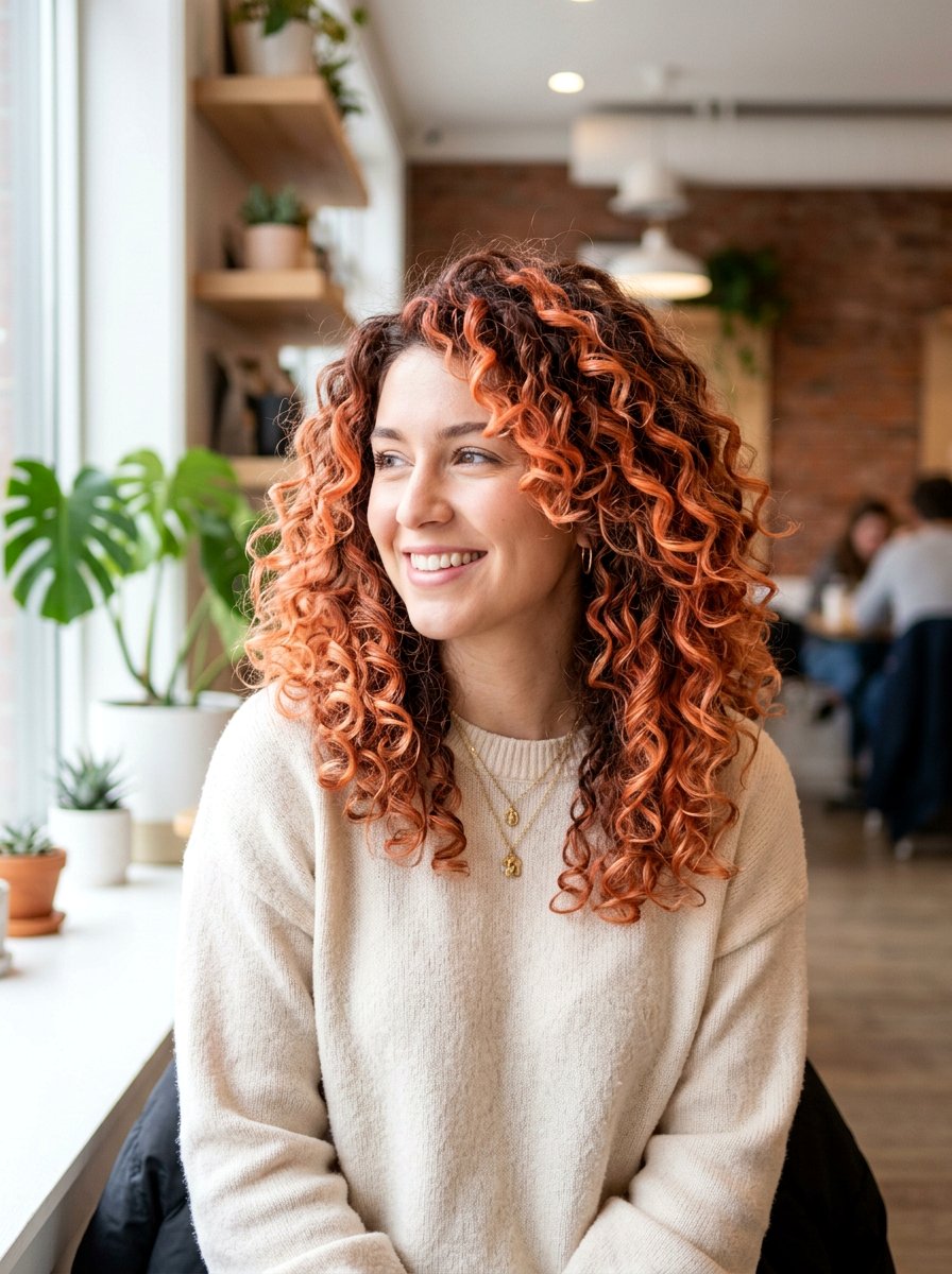 Coral Peach Balayage Curly Hair - 20 coral peach balayage - 20 coral peach balayage