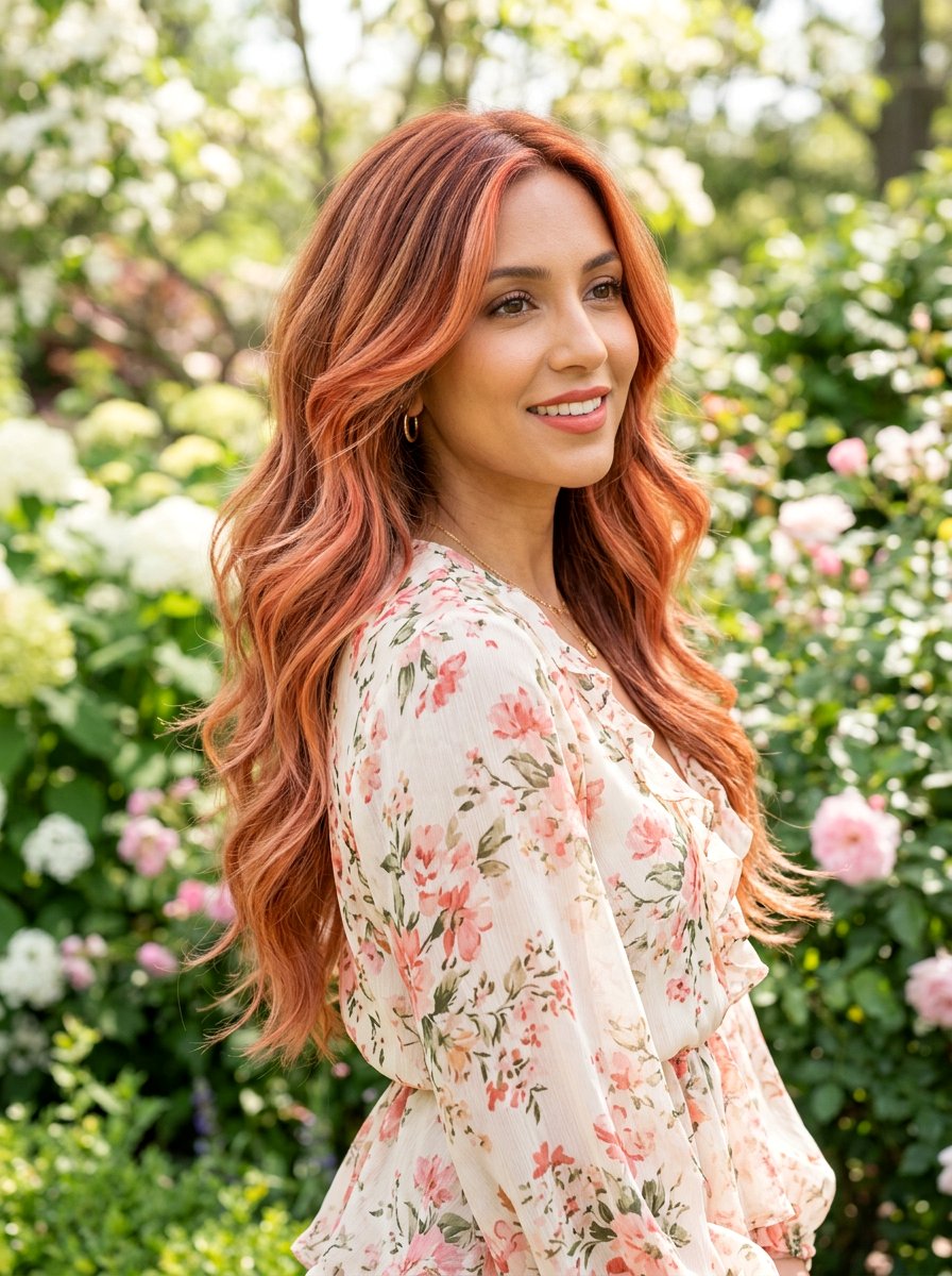 Coral Peach Balayage Layered Hair - 20 coral peach balayage - 20 coral peach balayage