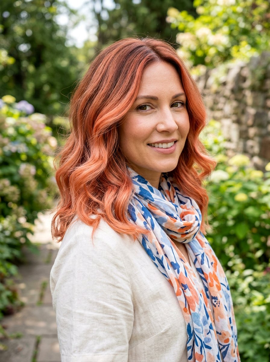 Coral Peach Balayage Medium Hair - 20 coral peach balayage - 20 coral peach balayage