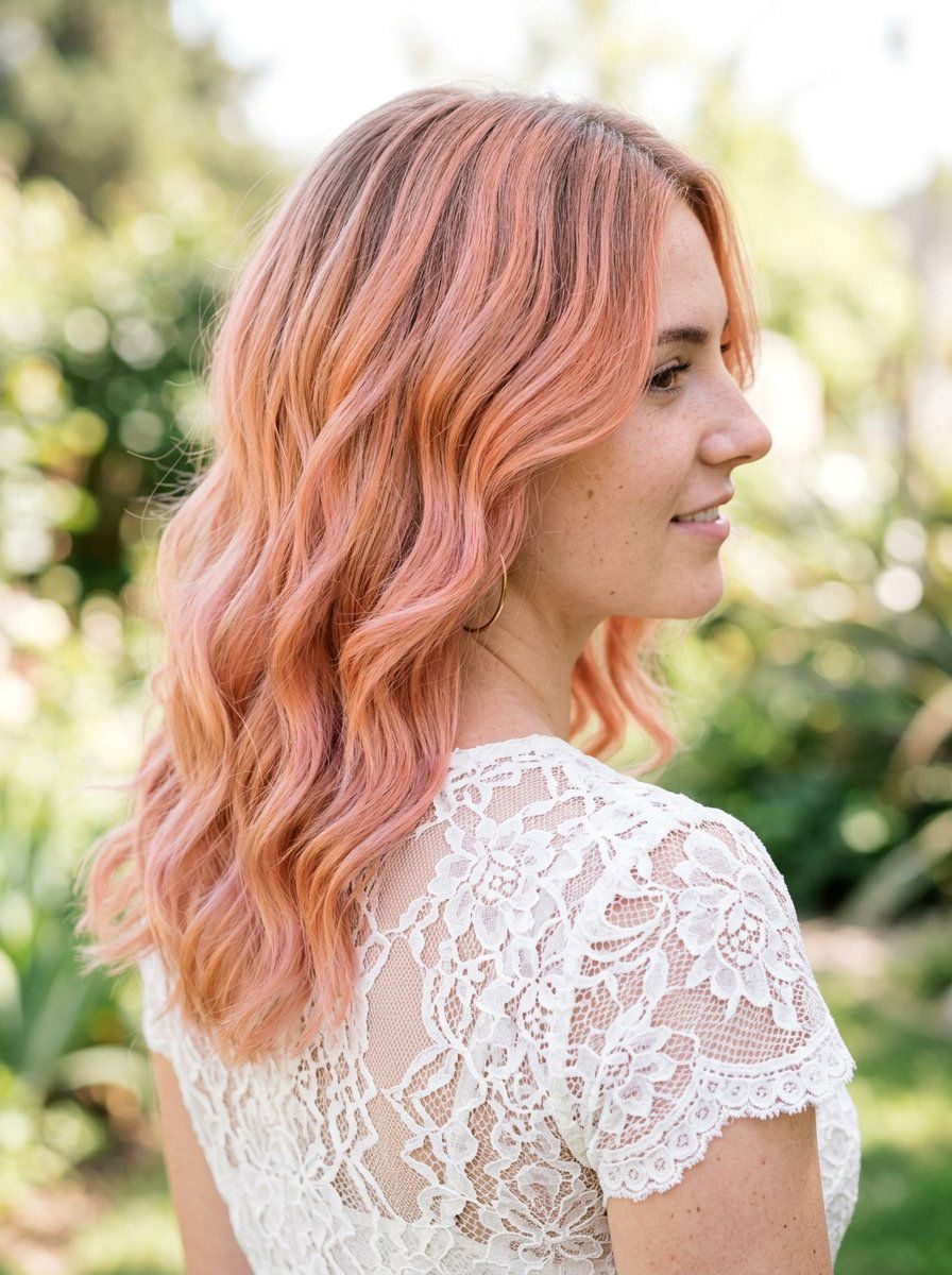 Coral Peach Balayage Pastel Hair - 20 coral peach balayage - 20 coral peach balayage
