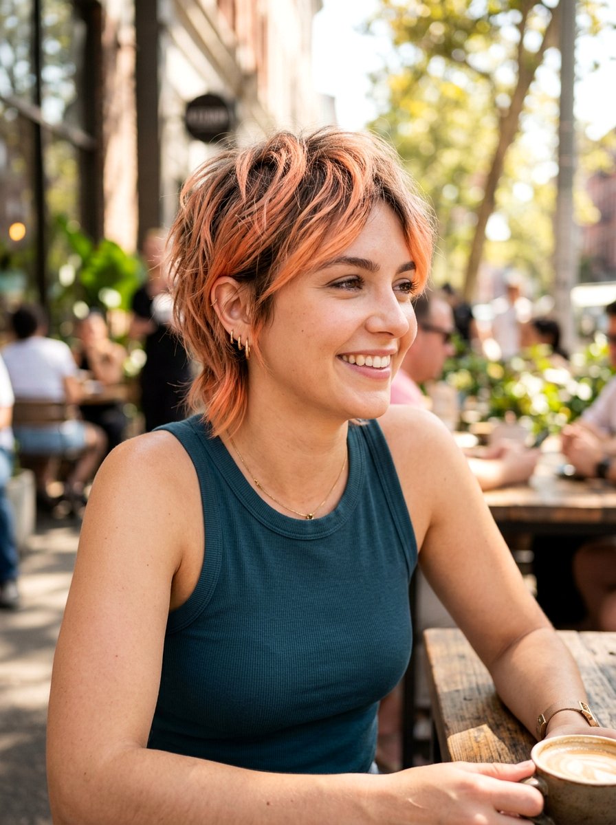 Coral Peach Balayage Pixie Cut - 20 coral peach balayage - 20 coral peach balayage