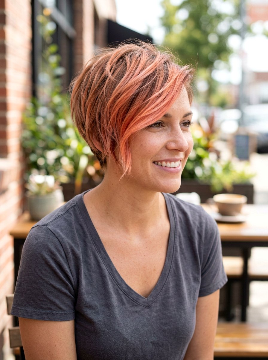 Coral Peach Balayage Short Hair - 20 coral peach balayage - 20 coral peach balayage