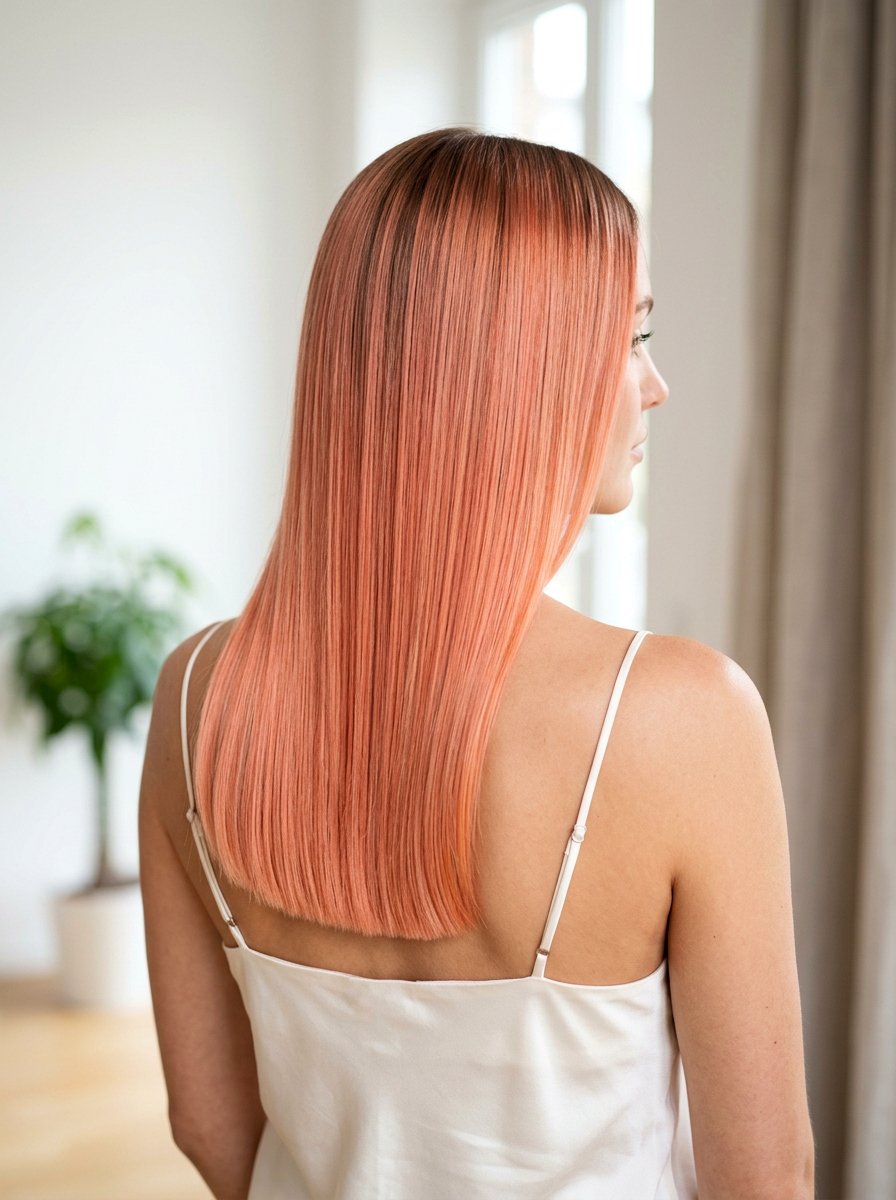 Coral Peach Balayage Straight Hair - 20 coral peach balayage - 20 coral peach balayage