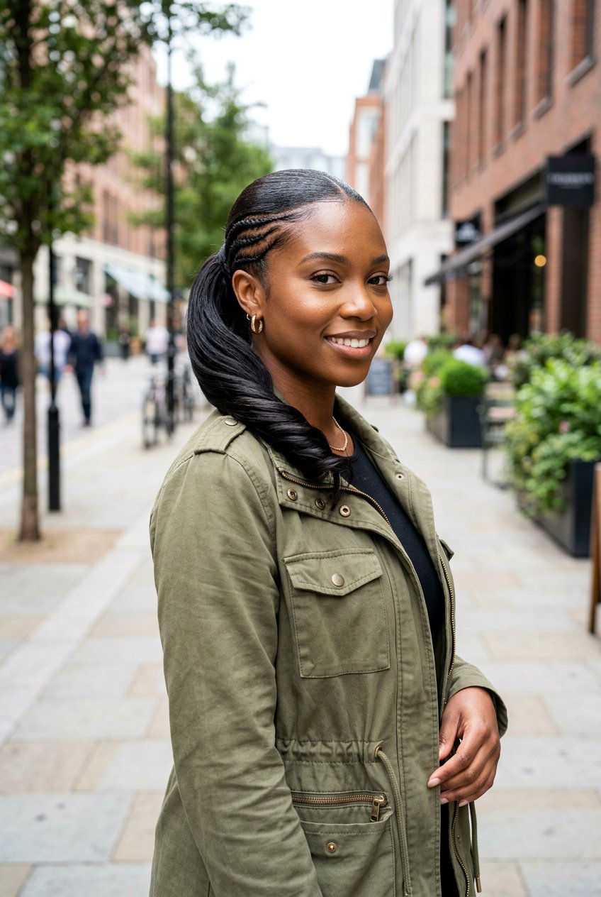 Cornrow Accented Sleek Ponytail - 20 western braid ponytail for women - 20 western braid ponytail for women