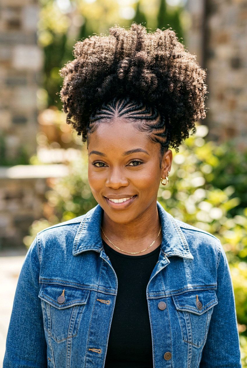 Cornrow Afro Puff - 20 braided afro puff hairstyle - 20 braided afro puff hairstyle