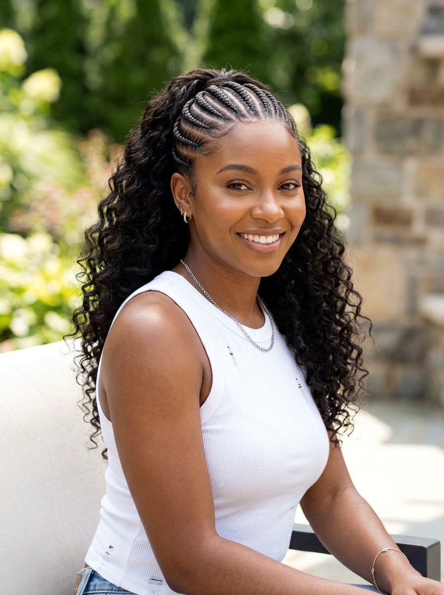 Cornrow Braid Half Updo - 20 vacation hairstyle with braided half updo - 20 vacation hairstyle with braided half updo