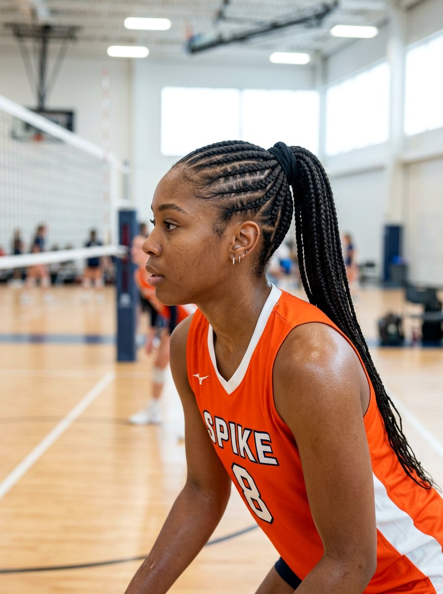 Cornrow Braid Ponytail for Sports - 20 volleyball braid ponytail hairstyle - 20 volleyball braid ponytail hairstyle