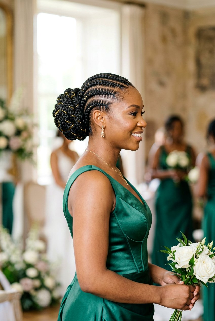 Cornrow Braid Updo for Bridesmaids - 20 bridesmaid hairstyles with braids - 20 bridesmaid hairstyles with braids