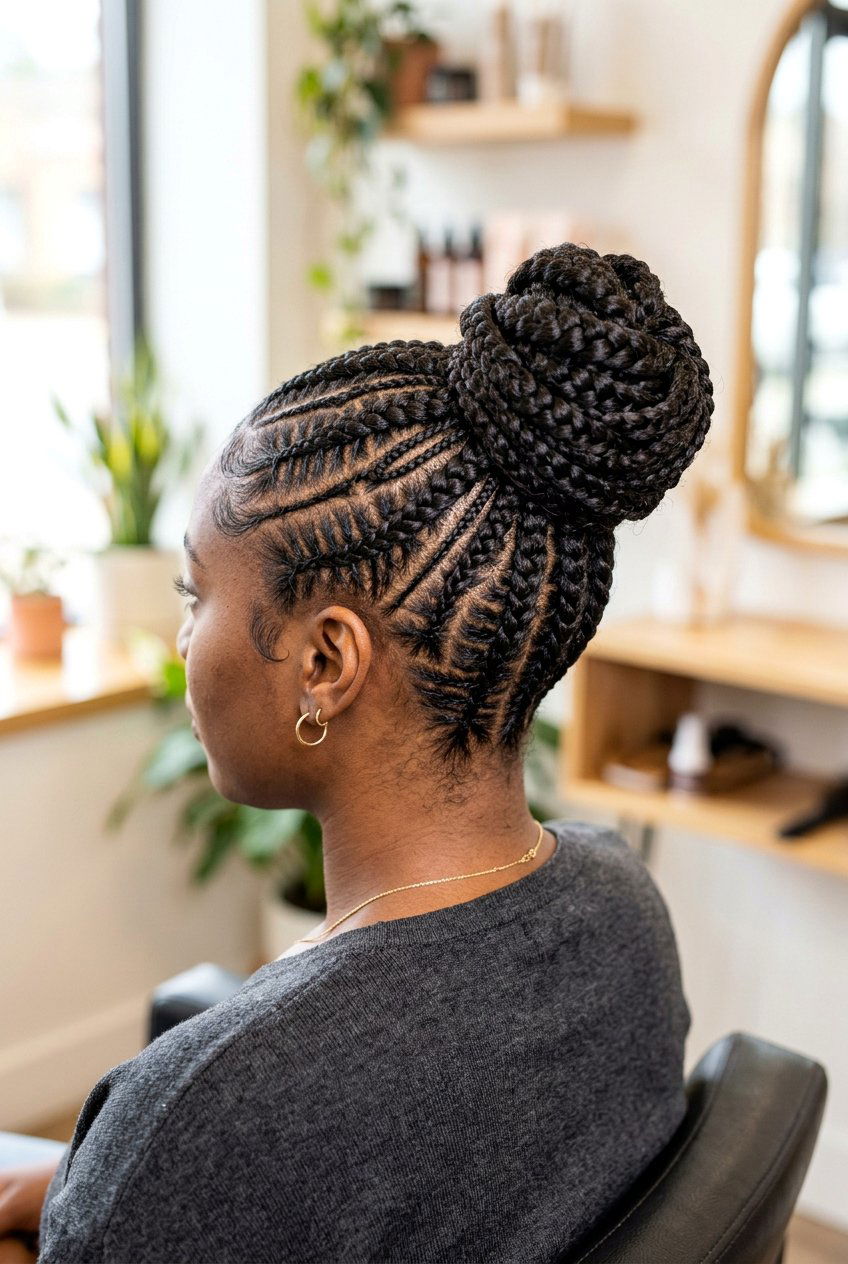 Cornrow Braided Bun - 20 braided bun hairstyles - 20 braided bun hairstyles