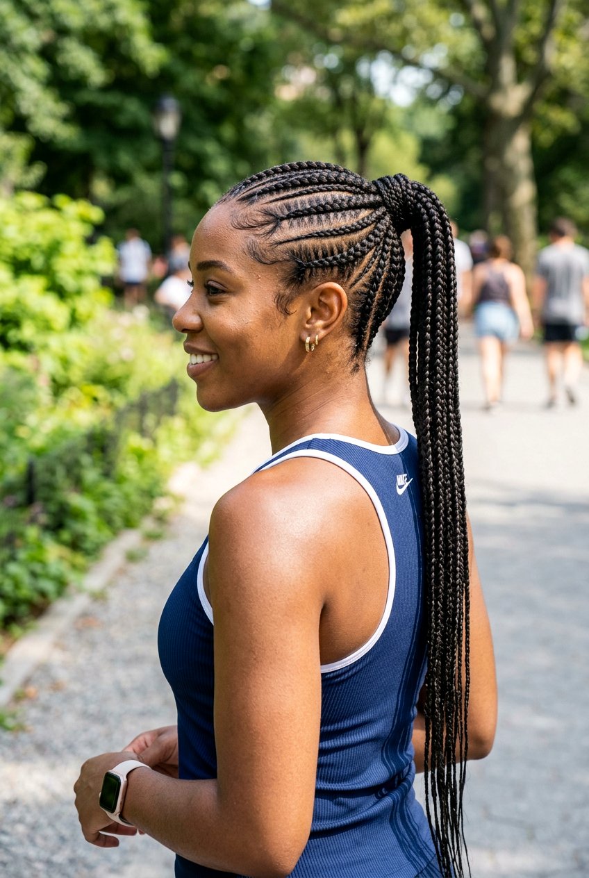 Cornrow Braided Ponytail - 20 hiking ponytail with braid - 20 hiking ponytail with braid