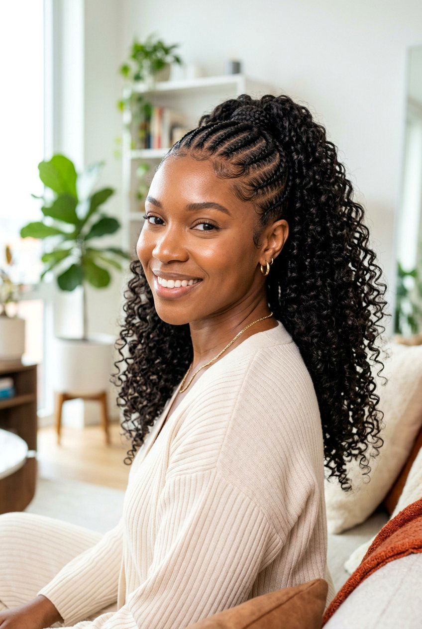 Cornrow Braided Ponytail With Curls - 20 braided ponytail with curls - 20 braided ponytail with curls