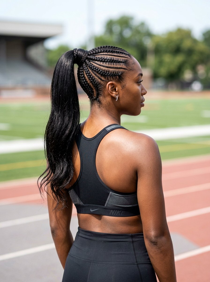 Cornrow Braids Into Sleek Ponytail - 20 running braid ponytail - 20 running braid ponytail