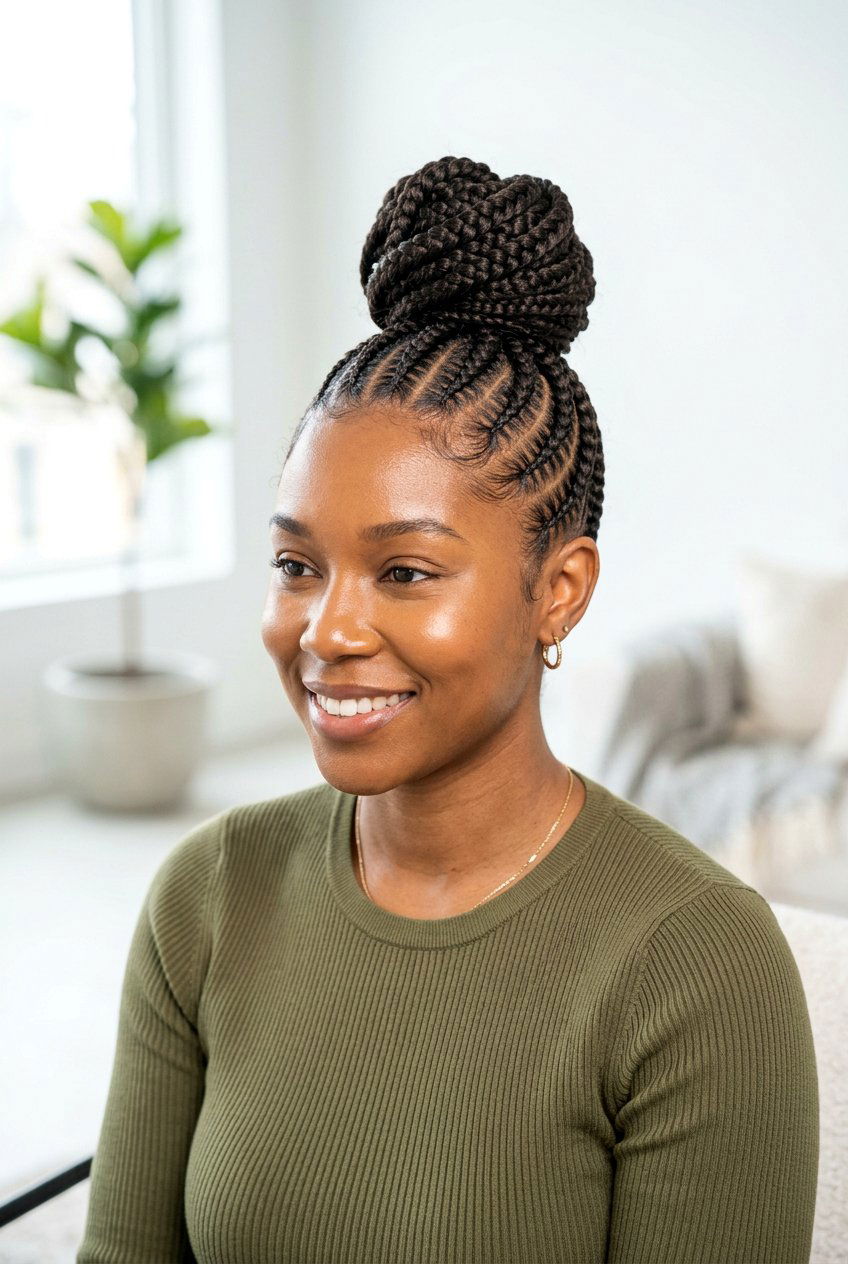 Cornrow Braids Into Top Knot - 20 braided top knot hairstyle - 20 braided top knot hairstyle