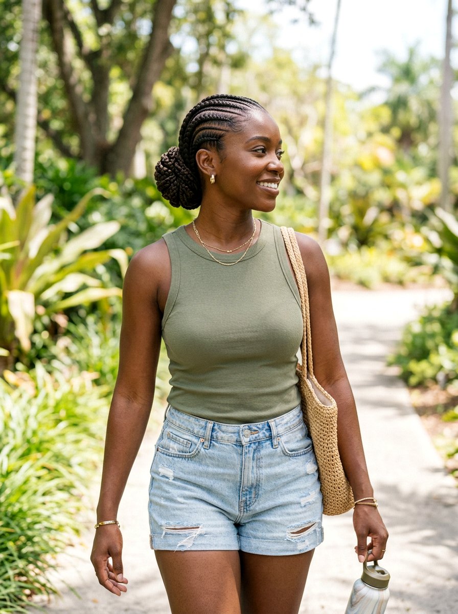 Cornrow Bun - 20 humidity proof bun hairstyle - 20 humidity proof bun hairstyle