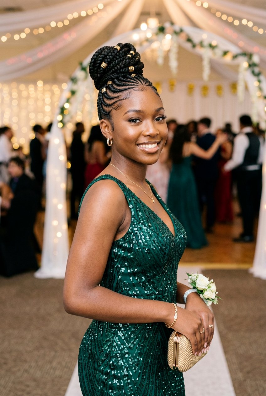 Cornrow Bun Updo for Prom - 20 senior prom bun hairstyle - 20 senior prom bun hairstyle