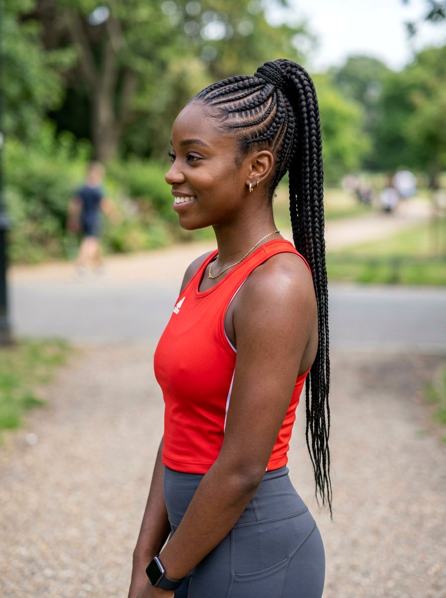 Cornrow High Ponytail Braid - 20 gym hairstyle with high ponytail braid - 20 gym hairstyle with high ponytail braid