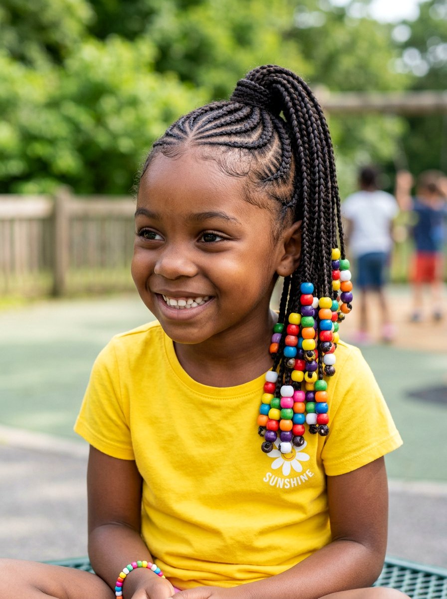 Cornrow Ponytail With Beads - 20 kids cornrow ponytail styles - 20 kids cornrow ponytail styles