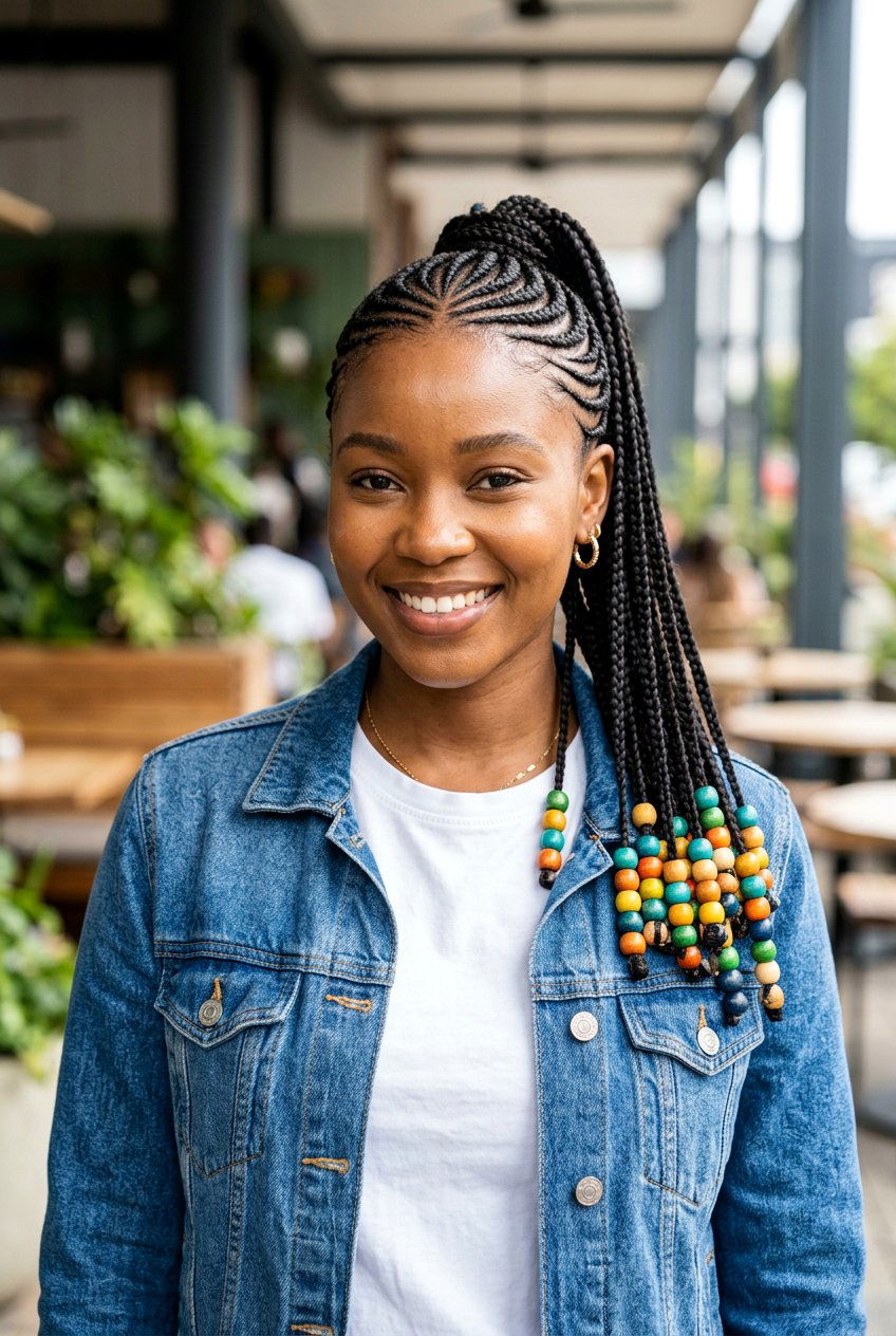 Cornrow Ponytail With Beads - 20 natural hair ponytail with braids - 20 natural hair ponytail with braids