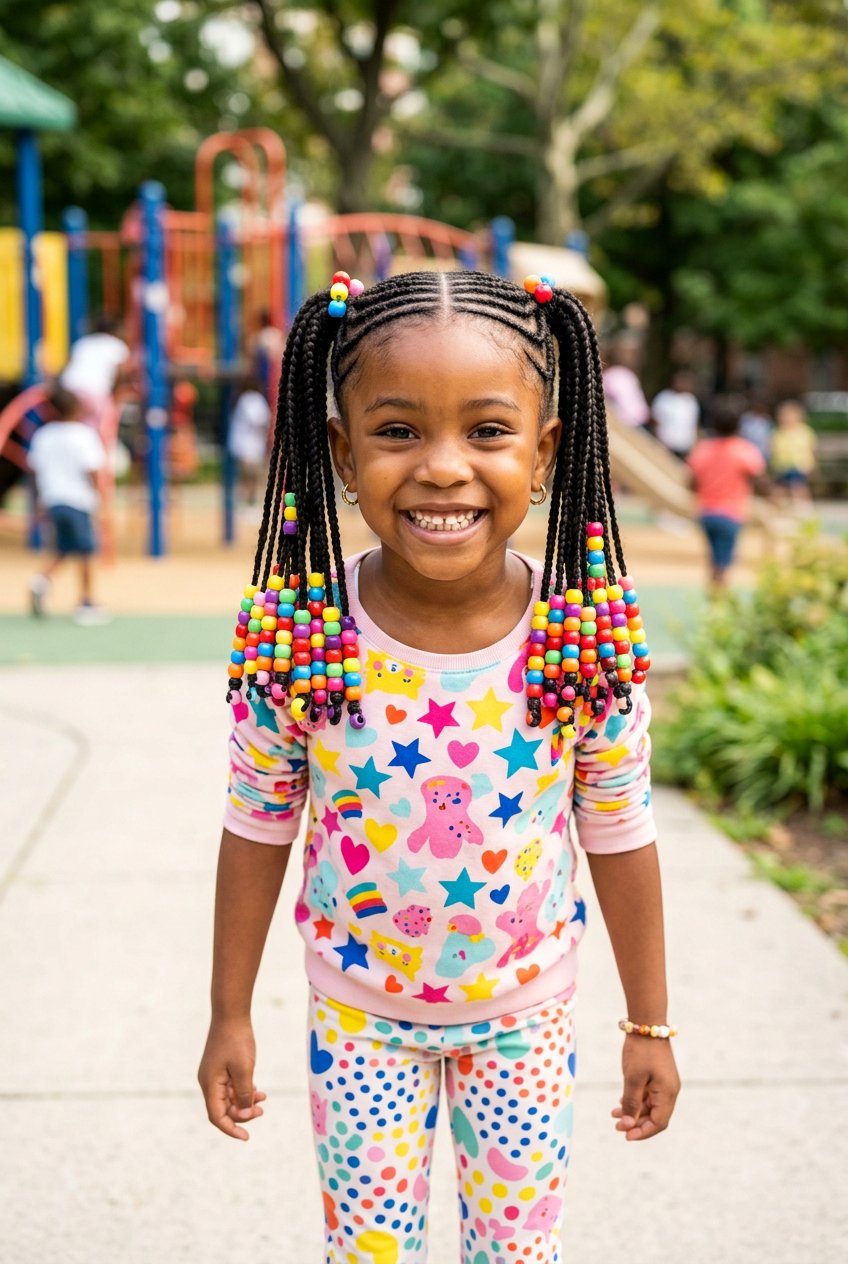 Cornrow Ponytails With Beads For Little Girls - 20 cornrow styles for little girls - 20 cornrow styles for little girls