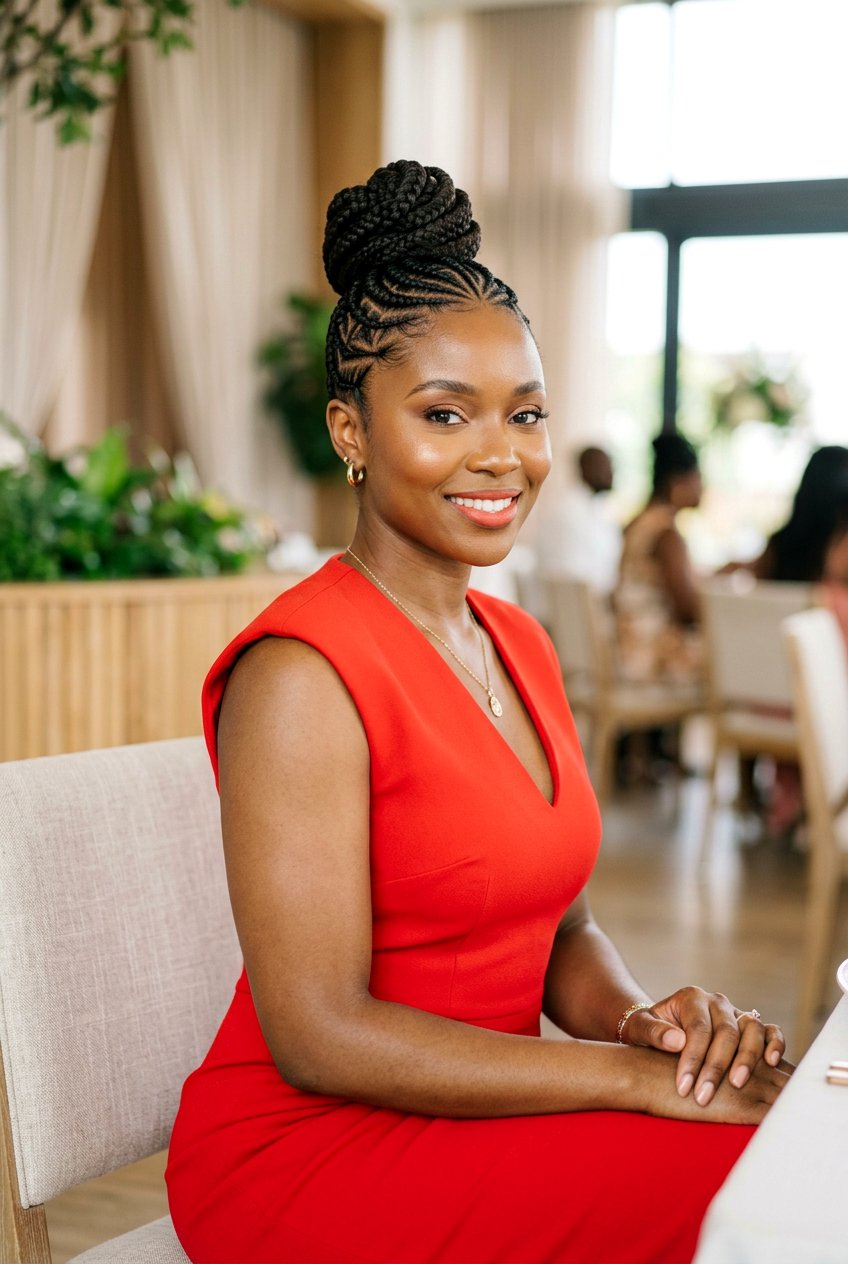 Cornrow Updo - 20 black women classy updo hairstyles - 20 black women classy updo hairstyles
