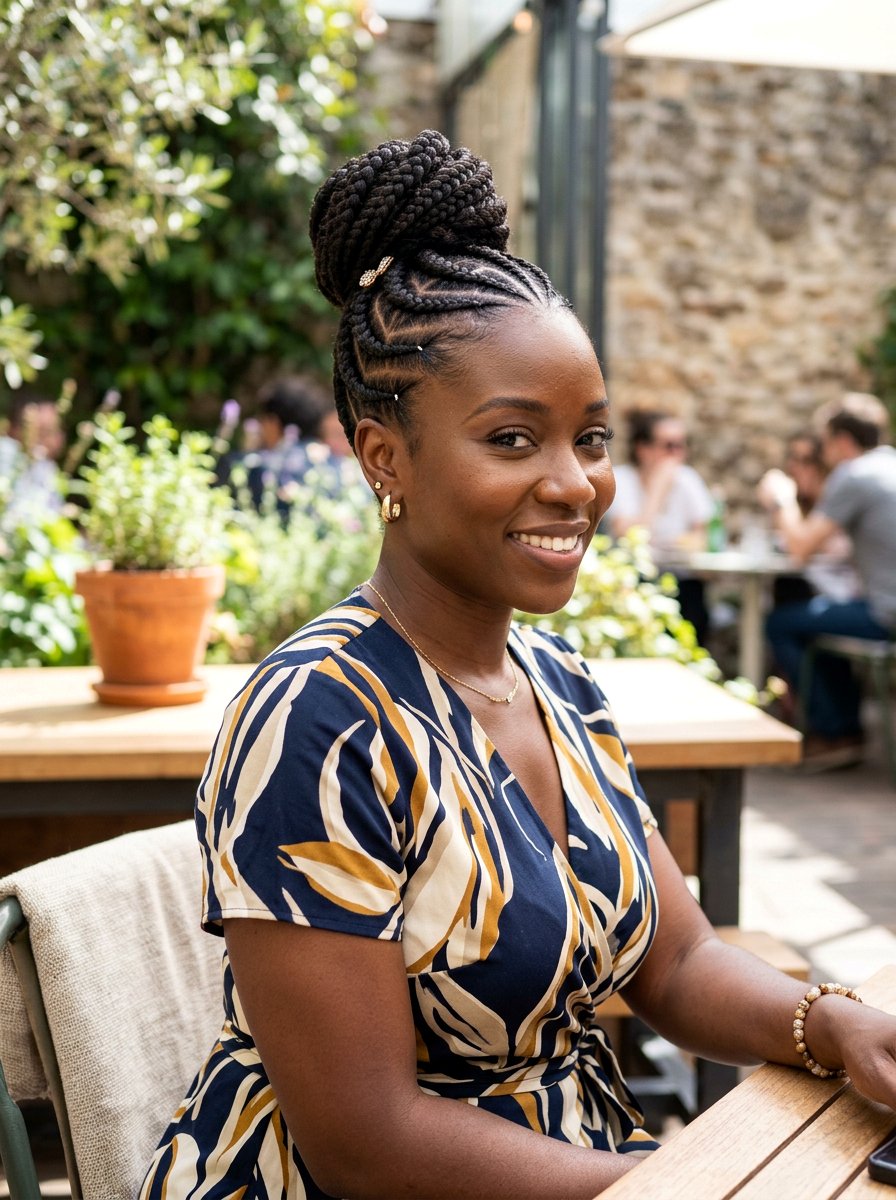 Cornrow Updo - 20 humidity proof braid hairstyle - 20 humidity proof braid hairstyle