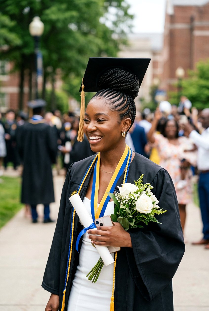 Cornrow Updo Natural Hair - 20 black women graduation natural hairstyles - 20 black women graduation natural hairstyles