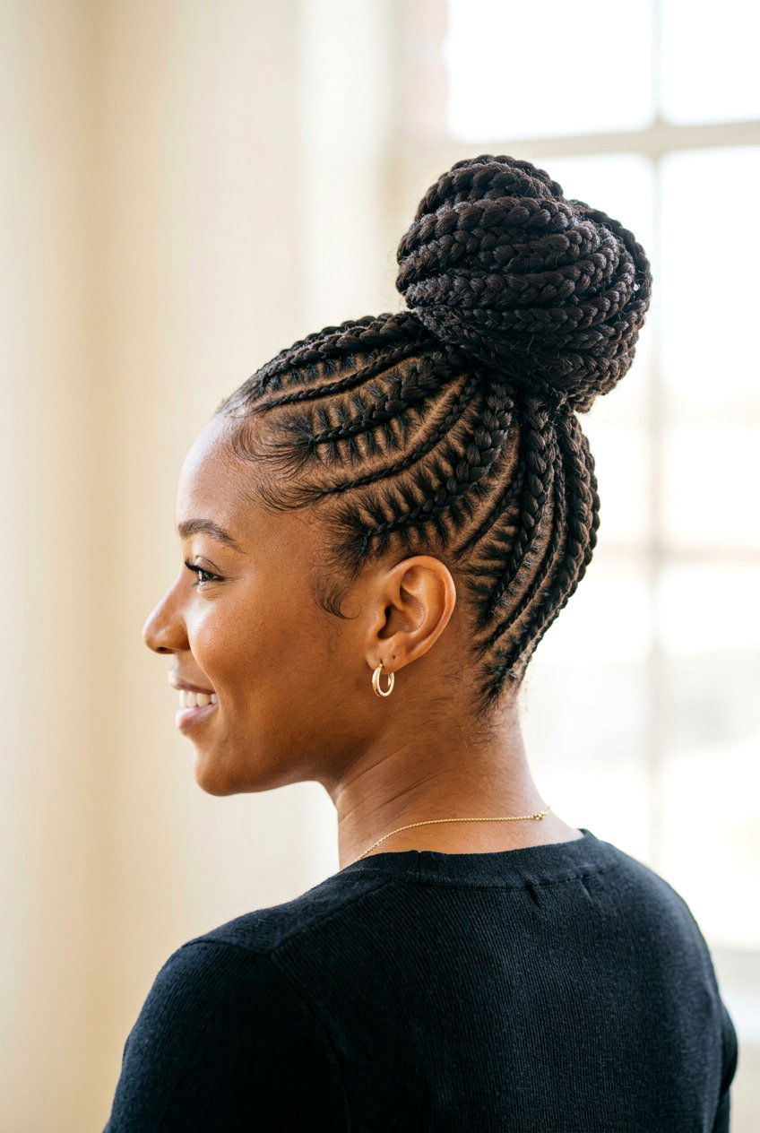 Cornrow Updo - 20 natural hairstyles for black women - 20 natural hairstyles for black women