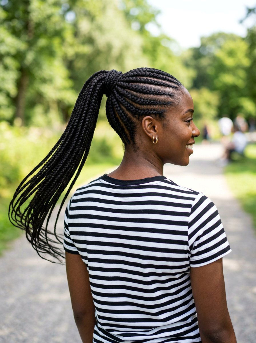 Cornrow track braid ponytail - 20 track braid ponytail - 20 track braid ponytail