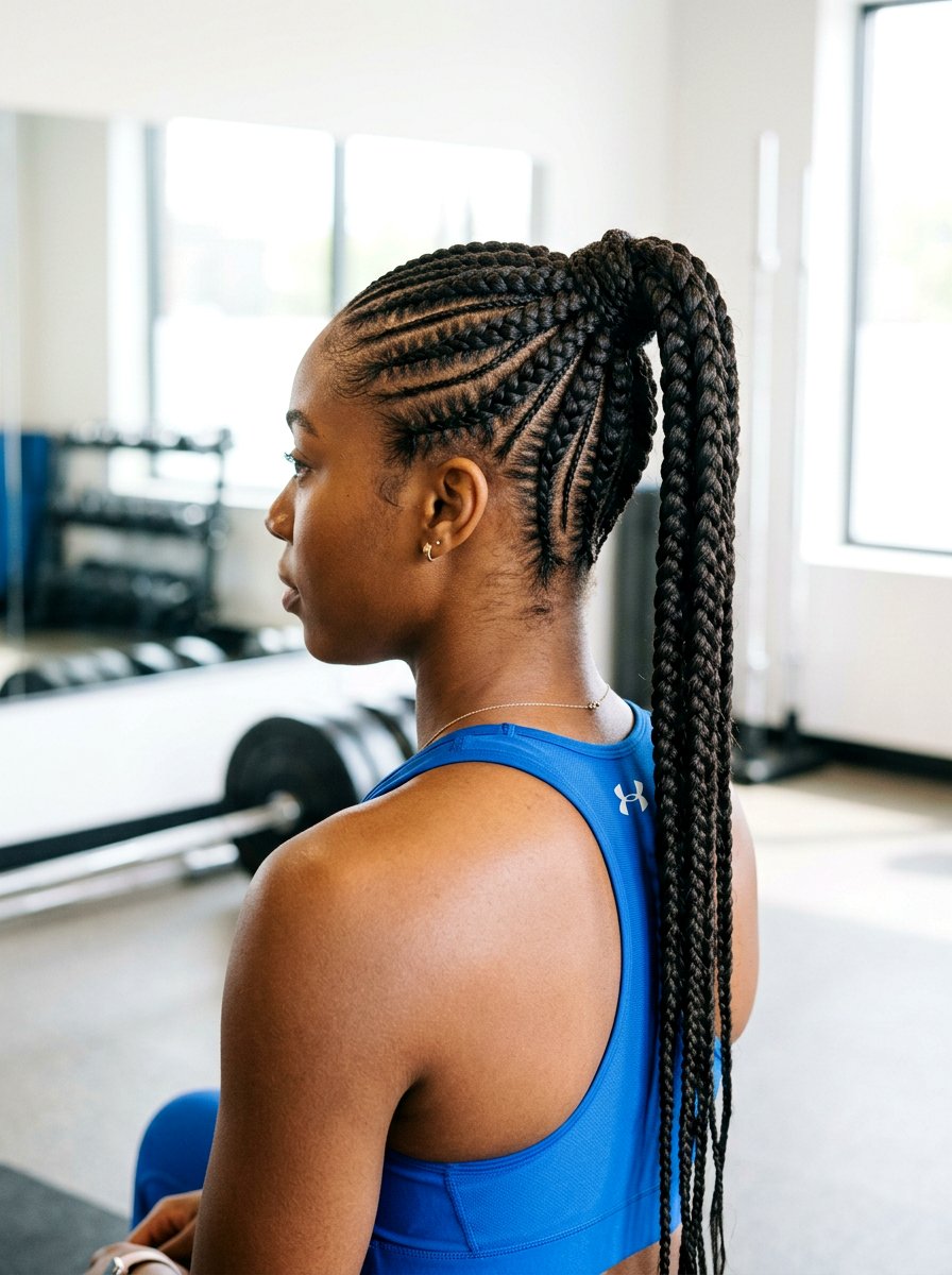 Cornrows Into Braided Ponytail - 20 soccer hairstyle with braided ponytail
