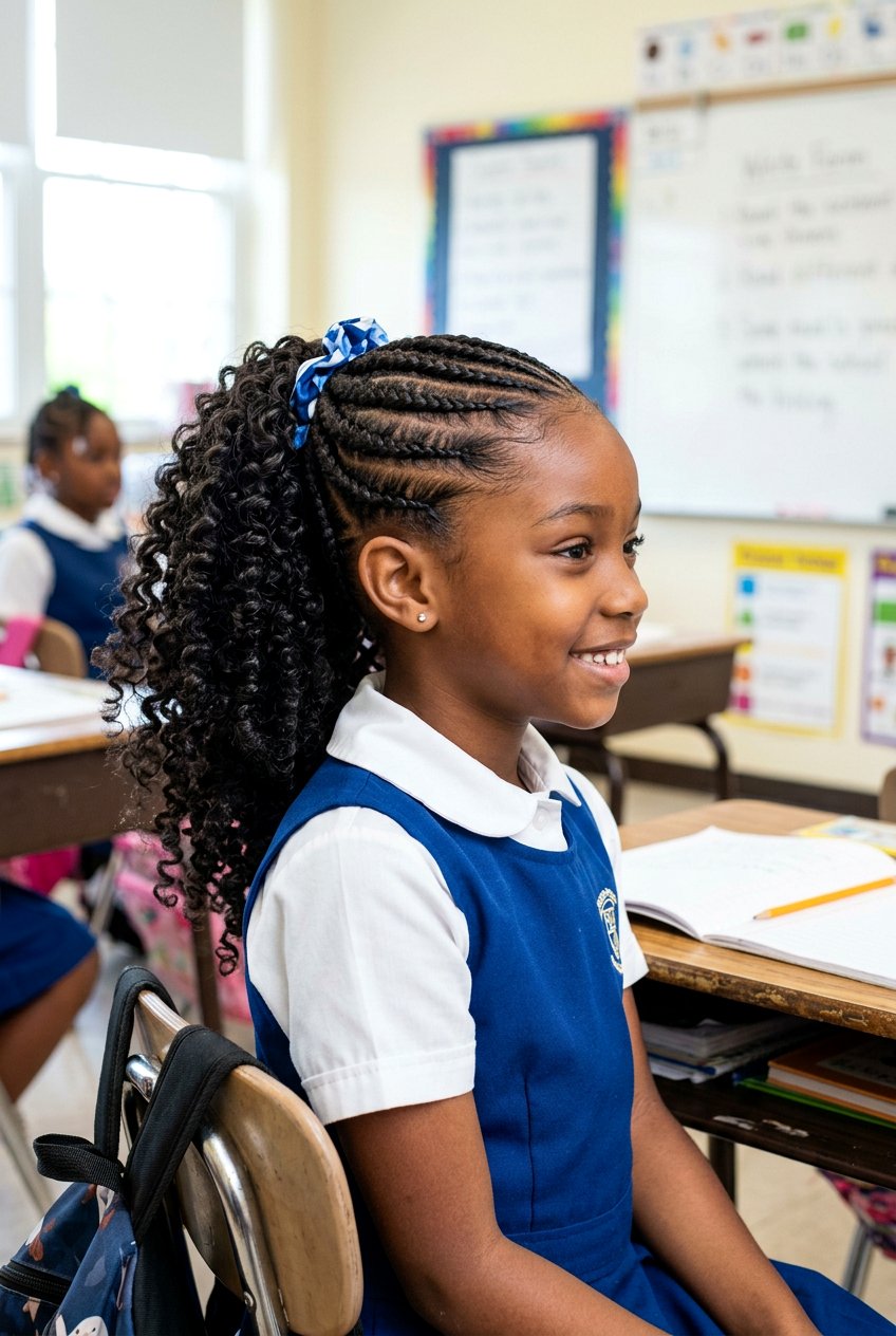 Cornrows Into Ponytail - 20 neat school hairstyle for little girls - 20 neat school hairstyle for little girls